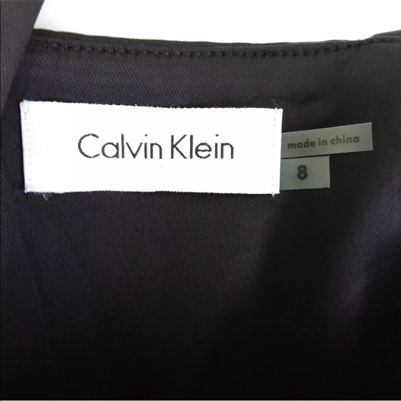 Calvin Klein Dress Sateen Sleeveless Emprie Waist - Picture 4 of 7